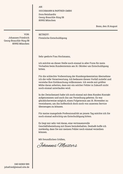 Beige Apology Letter