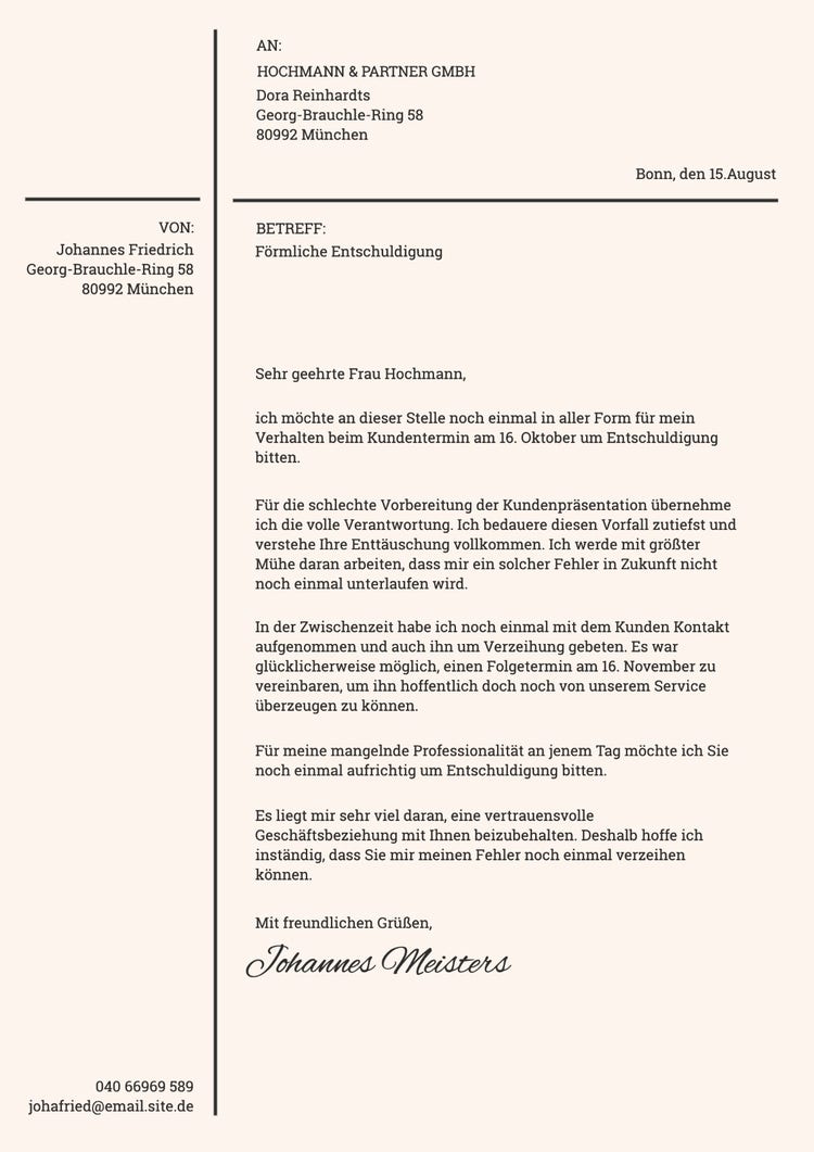 Beige Apology Letter