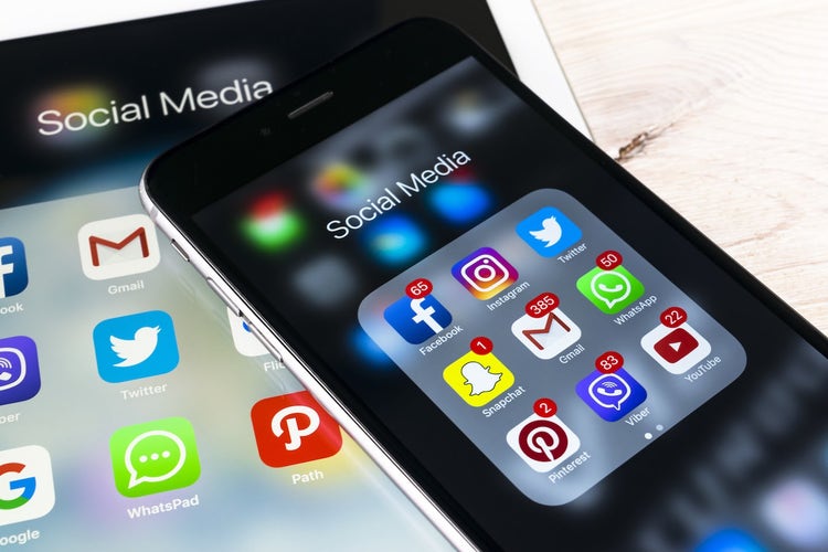 Social media campaign: Social media icons shown in mobile and tablet