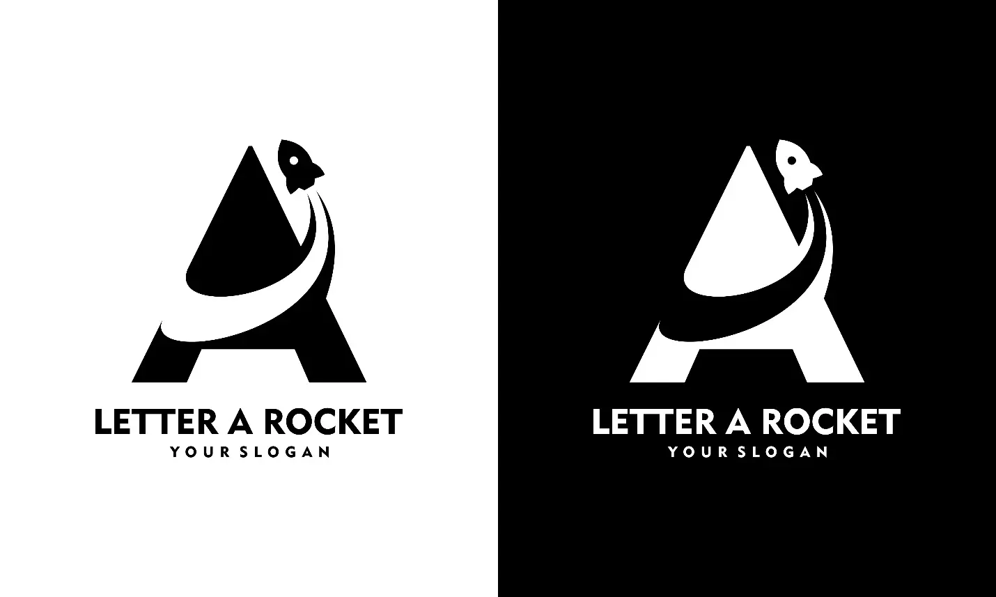 Zwei gespiegelte Varianten eines Logos in Schwarzweiß.
