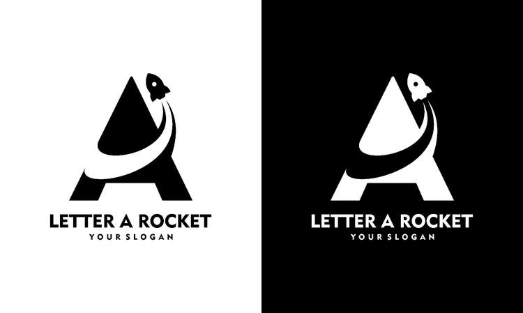 Zwei gespiegelte Varianten eines Logos in Schwarzweiß.