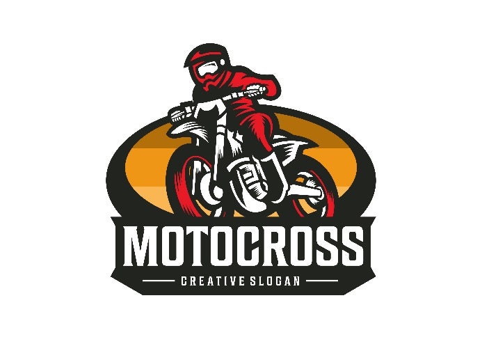 Logo Vorlage für ein Motocross-Event mit starkem Farbschema.