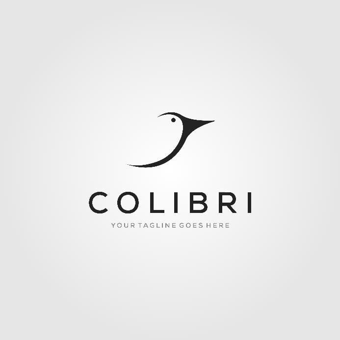 Einfaches Logo von einem stilisierten Vogel und Firmennamen.
