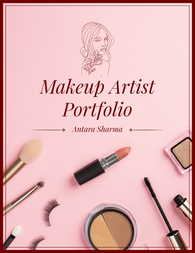 A pink paper with makeup products and text Description automatically generated
