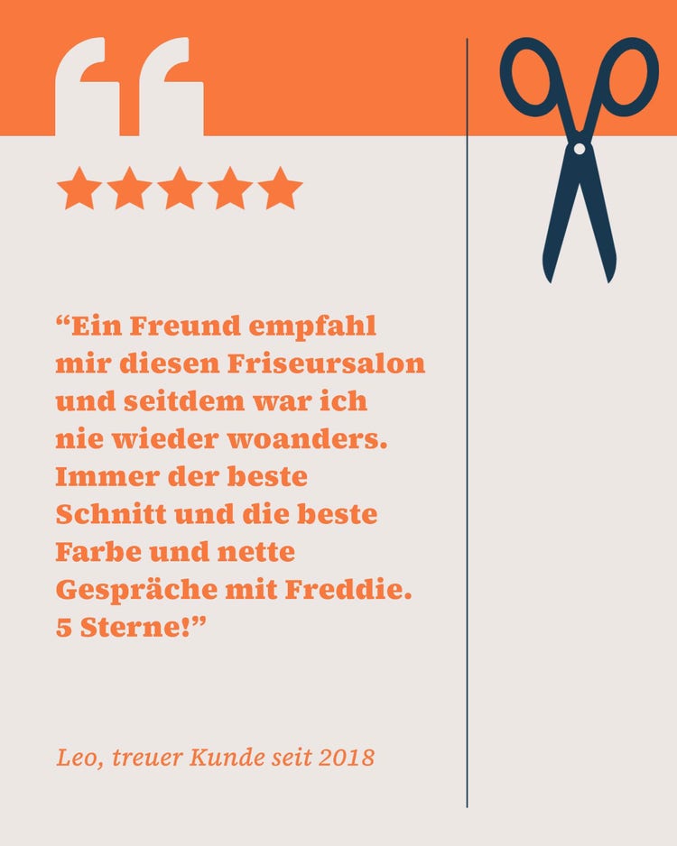 green grey orange hairdresser testimonials