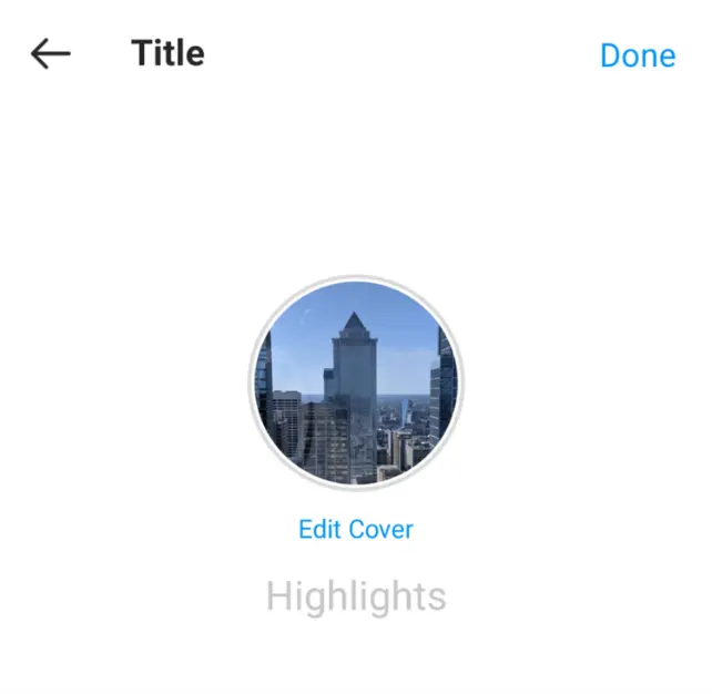 Edit Cover settings for Instagram Highlight
