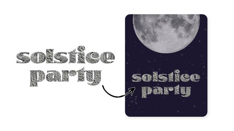 A moon and text on a black background Description automatically generated