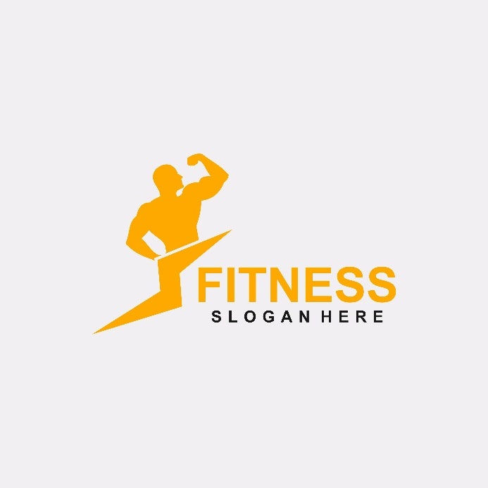 Moderne Logovorlage für ein Fitnessstudio mit Gelb als Hauptfarbe.