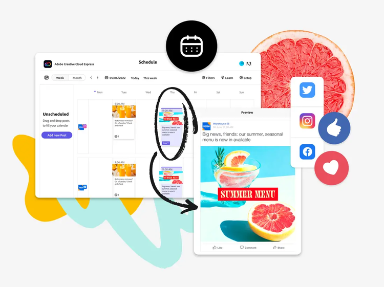 Die Content-Zeitplanung von Adobe Express | Adobe Express