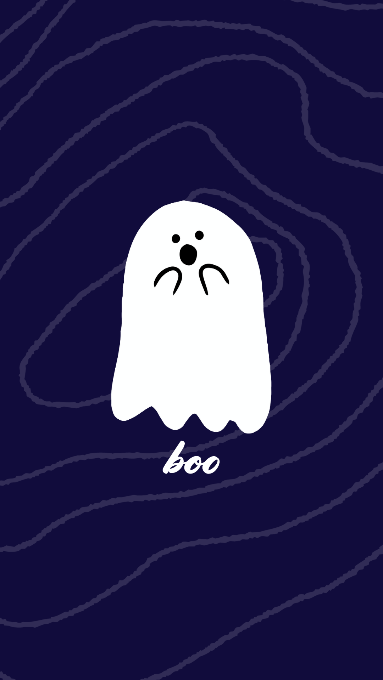 A white ghost with a black nose and mouth Description automatically generated