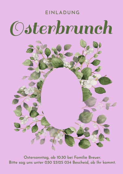 green and violet sophisticated easter brunch invitation