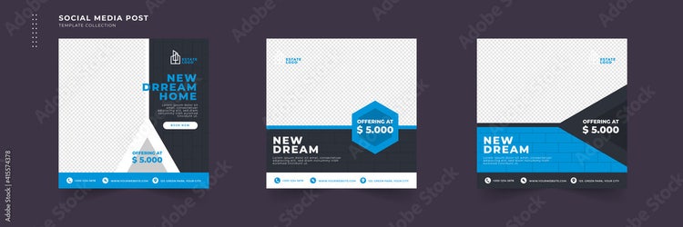 real estate and home rent social media post banner template