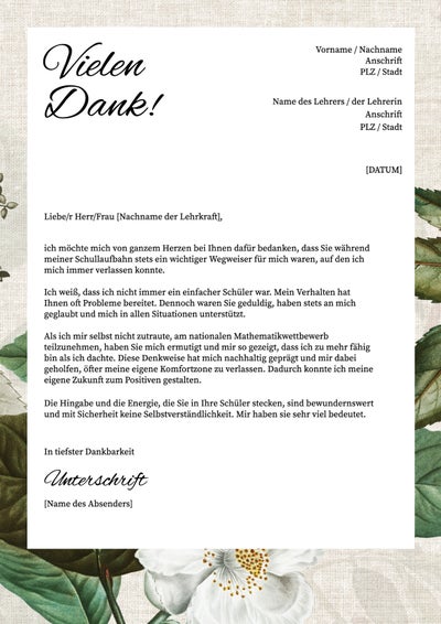 Green Beige Illustrative Modern Thank You Letter