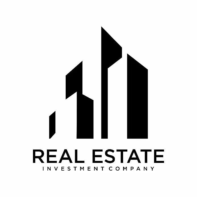 Minimalistisches Logo in Schwarzweiß von einer Skyline für eine Immobiliengesellschaft. 
