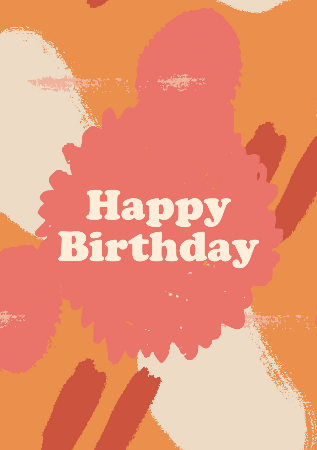 Orange Pink Cream & Red Happy Birthday Pattern Abstract A5 Greeting Card