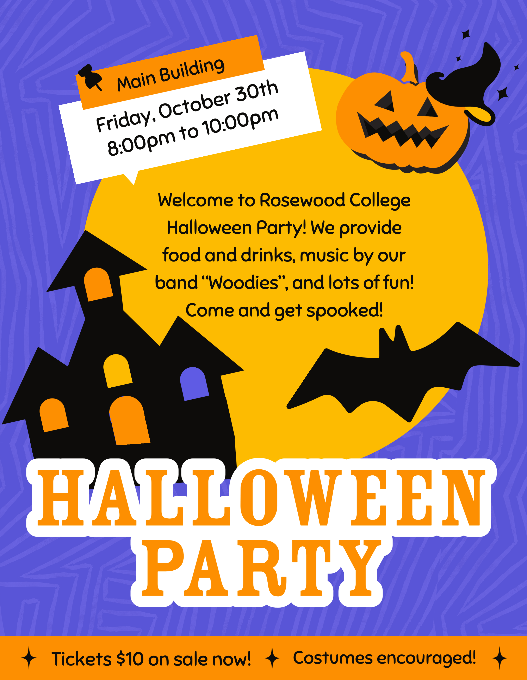 A poster for a halloween party Description automatically generated