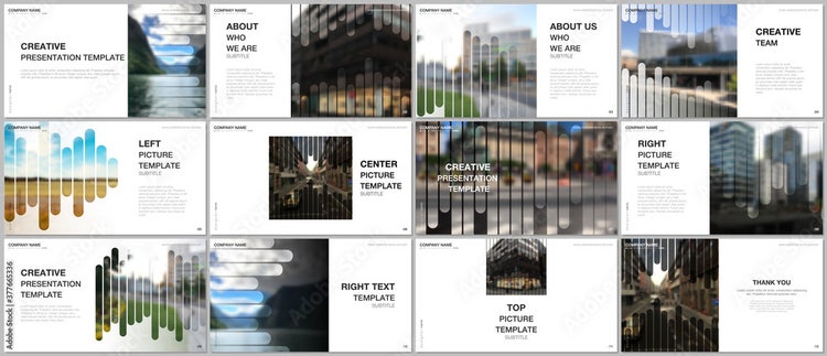 Presentation vector templates, multipurpose template for presentation slide, flyer, brochure cover, infographic report. Background template with lines, photo place for business design. Minimal style.