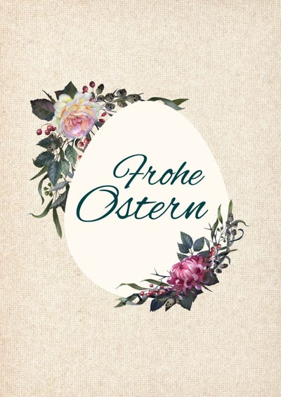 Sophisticated Paper Roses Egg Easter Poster