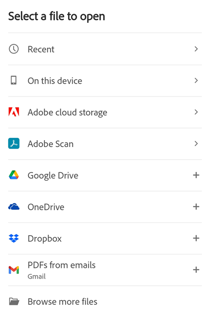Open files - Acrobat for Android Help