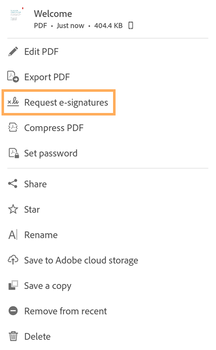 Send documents for e-signatures, Adobe Acrobat