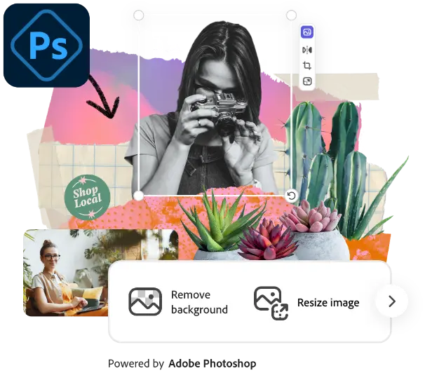 Bring dine fotos op på et højere niveau Brug Photoshop Express, den mobile app skabt til alt-i-én fotoredigering, til at raffinere dine optagelser vha. filtre og udsnit, og skab kollager og scrapbøger for at fortælle din historie.