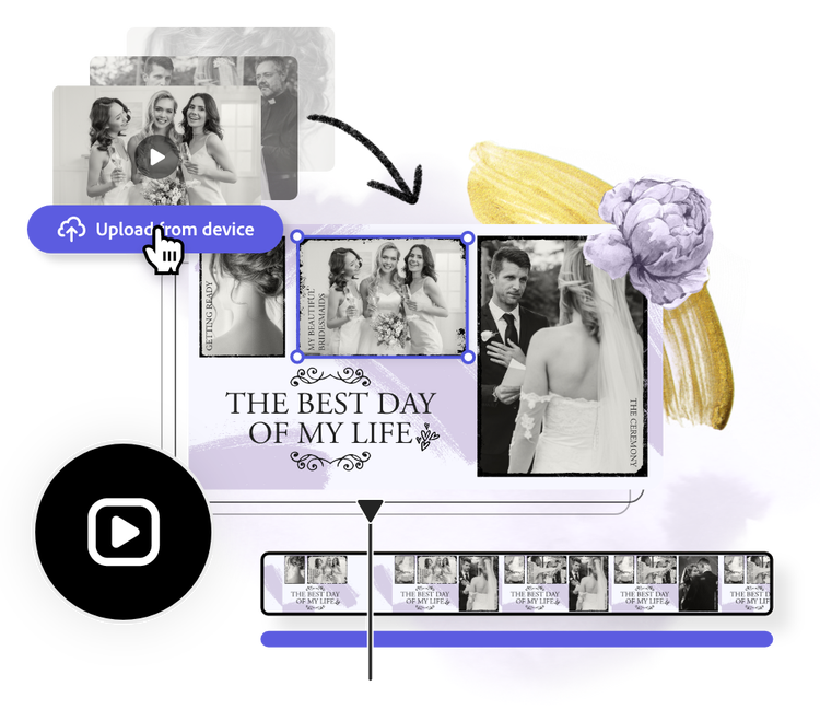 Icons, graphic elements and a video about a limited time offer being edited in the background.