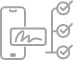 an icon of a smartphone with a signature on the screen connected to three different checkmarks
