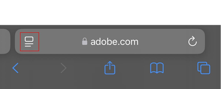 Captura de pantalla que muestra el icono de opciones de Safari.