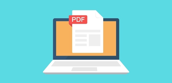 Ilustración de un archivo PDF abierto en un ordenador portátil