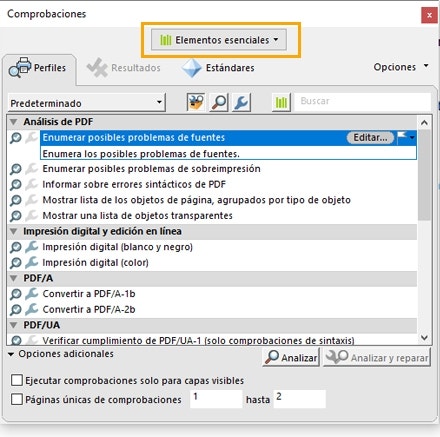 La captura de pantalla de Acrobat Pro muestra la conversión a PDF/A mediante perfiles.