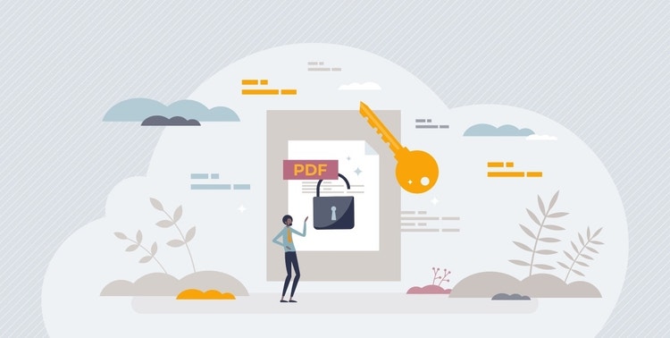 Ilustración de un archivo PDF encriptado.