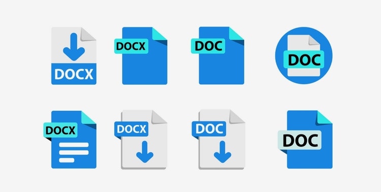 Ilustración sobre formatos DOC y DOCX.