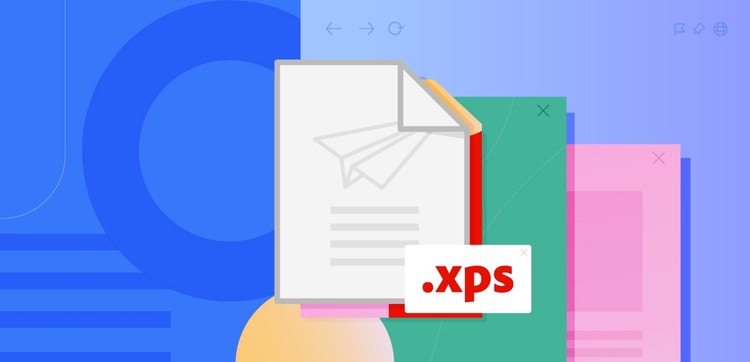 Ilustración: archivo XPS sobre un fondo de colores.