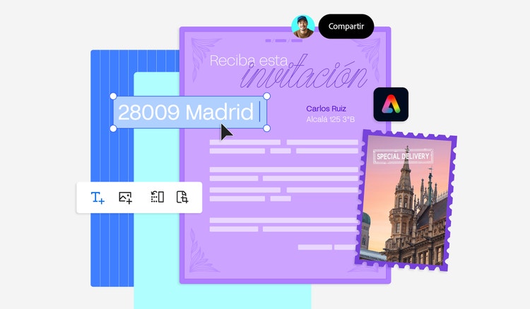 Representación gráfica de una carta que está siendo editada digitalmente.