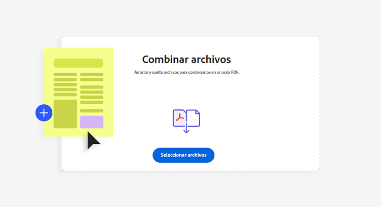 Captura de pantalla de la herramienta en línea de Adobe Acrobat para unir PDF.