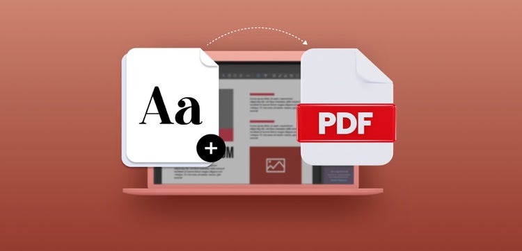 ilustración en la que se muestra cómo incrustar fuentes en PDF.