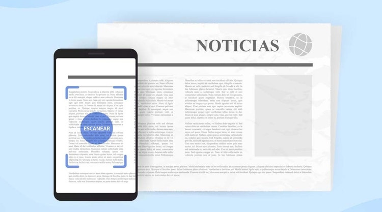 Un móvil escanea la página de un periódico.
