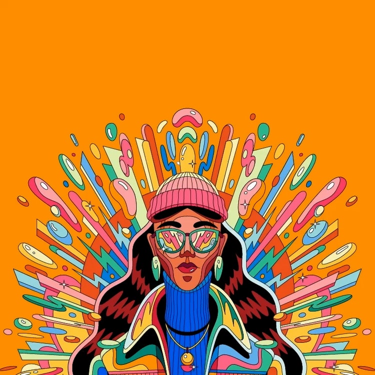 Un colorido retrato ilustrado