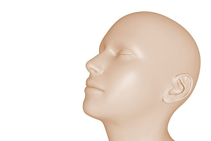 Basic animation of a person’s head tilted upwards.