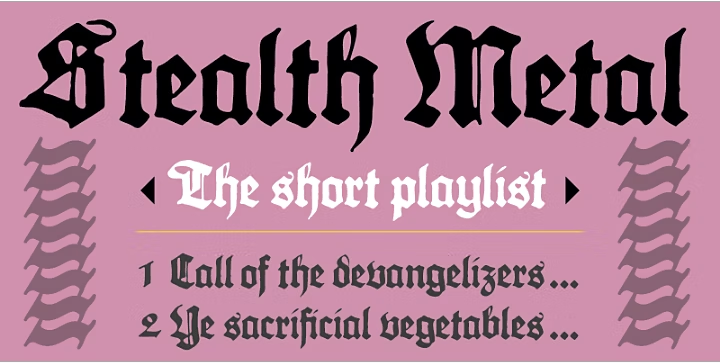 Ejemplo de texto escrito con letras góticas Gothicus.