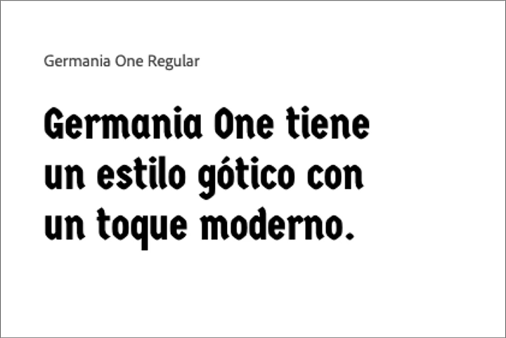 Imagen con símbolo de una pica y un texto formado con letras góticas rotundas Carol Gothic.