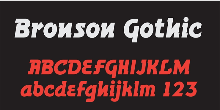 Abecedario con las letras góticas Bronson Gothic JF.