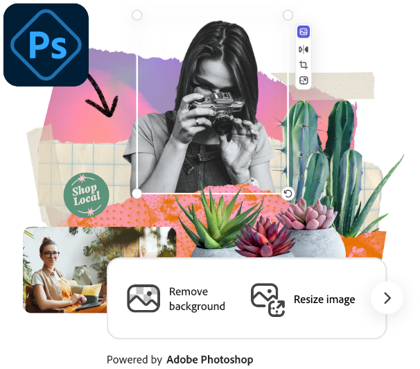 Utiliza Photoshop Express, la aplicación móvil de edición de fotos integral, para dar brillo a tus instantáneas con filtros y recortes, y crear collages y álbumes de recortes para contar tu historia.
