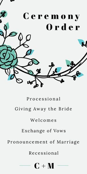 Green Floral Wreath Wedding Program Wedding Program