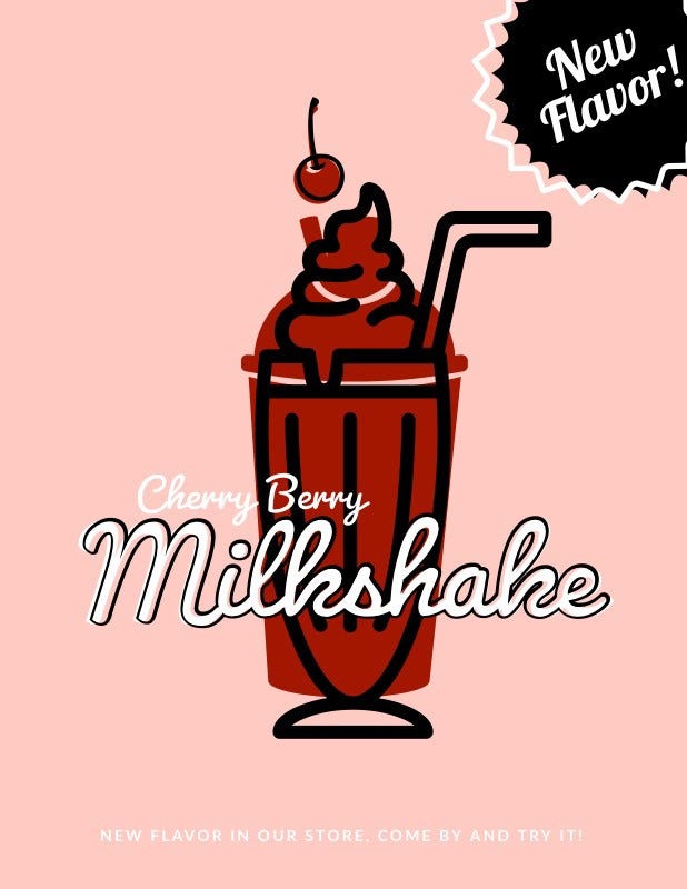 Red, Pink and Black Milkshake Bar Ad Poster