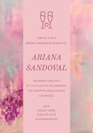 Pink Painted Bridal Shower Invitation Card Bridal Shower Invitation
