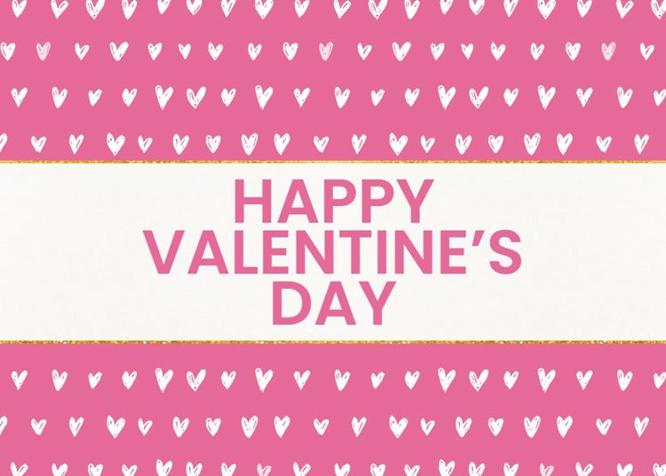 Pink Doodle Hearts Valentine Card