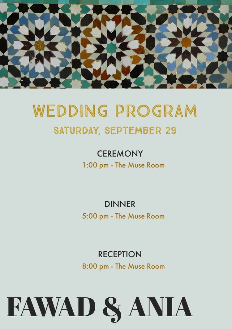 Blue and Grey Wedding Ceremony Program