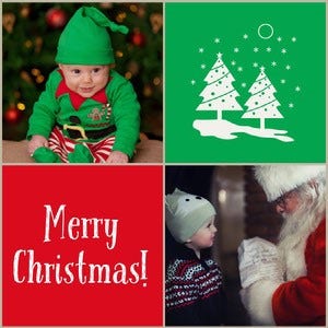 Green and Red Christmas Wishes Collage Instagram Post Christmas Card Photo