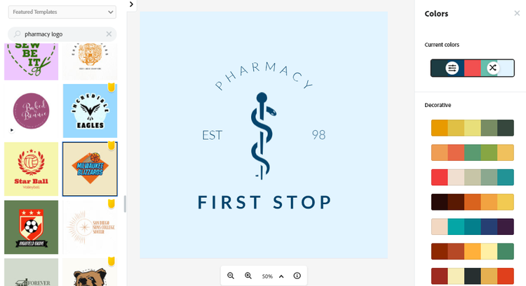 siga adelante abortar trabajo Creador gratuito de logos de farmacia: crea un logo de farmacia online en  minutos | Adobe Express